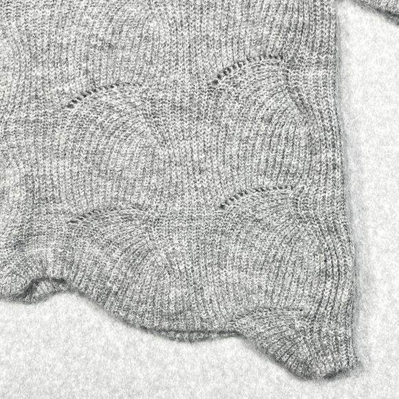 Sejour Sweater Women 1X Gray Cowl Neck Scalloped Hem Sleeve Knit Tunic Textured - Picture 2 of 12